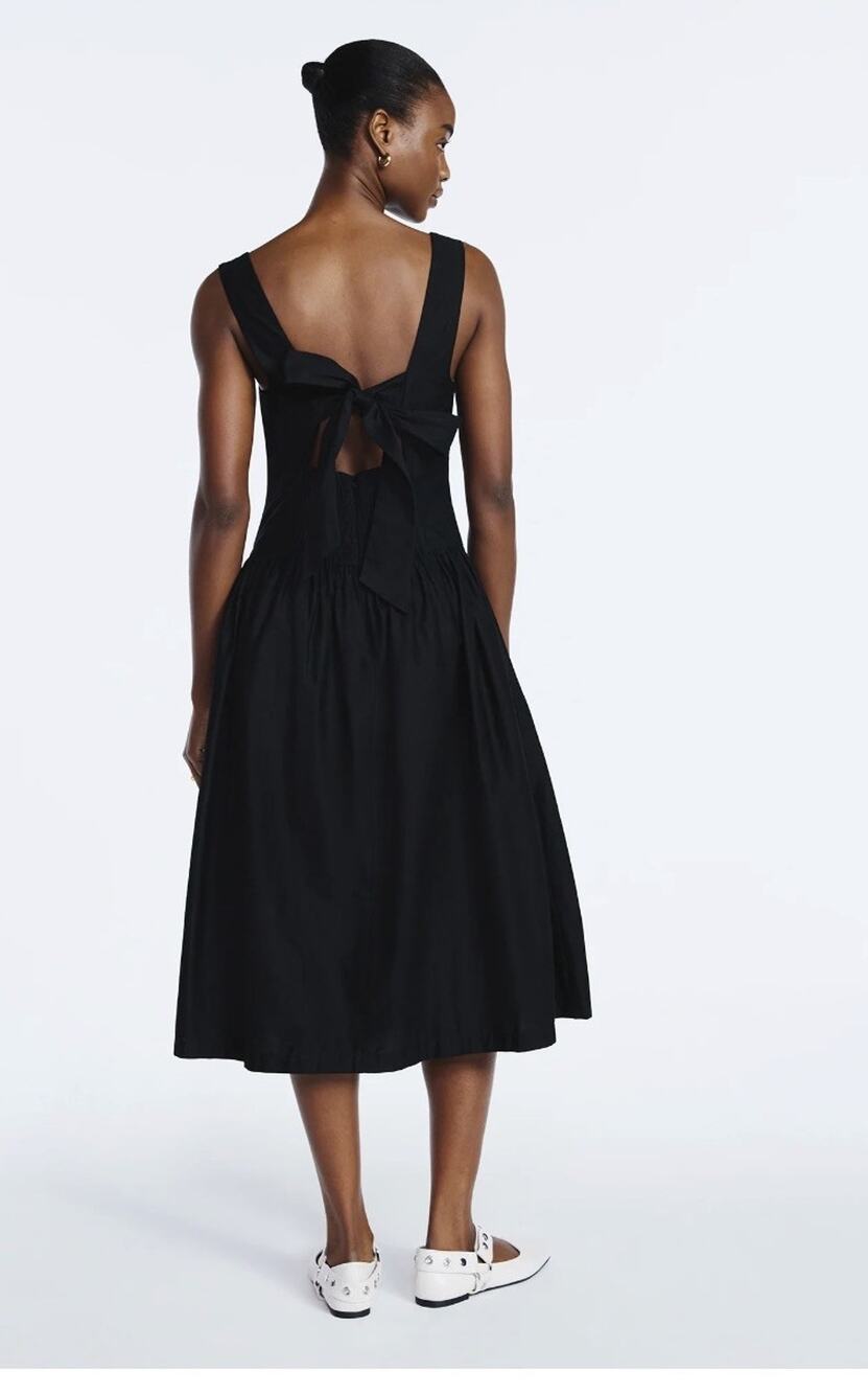 Scoop Women’s Cotton Maxi Dress with Bow Back, Size Large (12-14) Black NWT